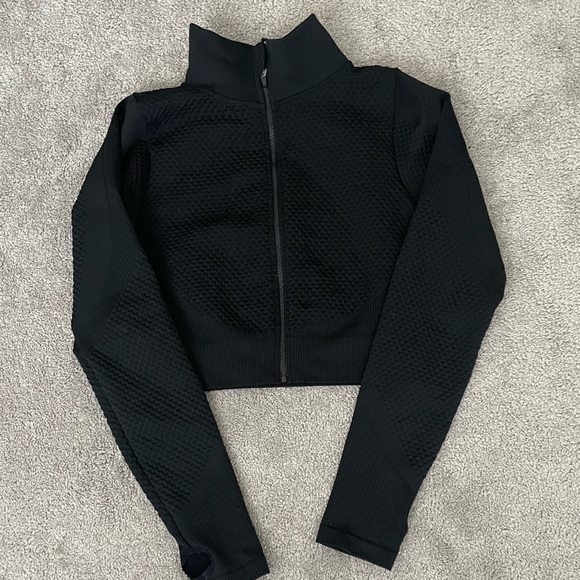 Black athletic zip-up sweater - Picture 2 of 7